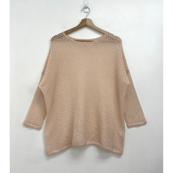 Garnet Hill Cashmere Open Knit Sheer Featherweight Boxy...